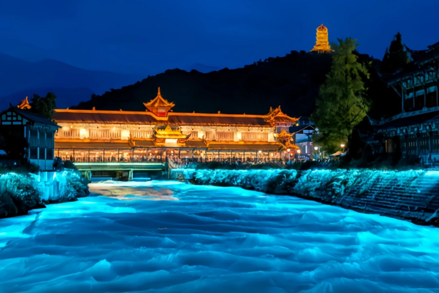 Blue Tears: The Blue Galaxy Mirage on the Minjiang River