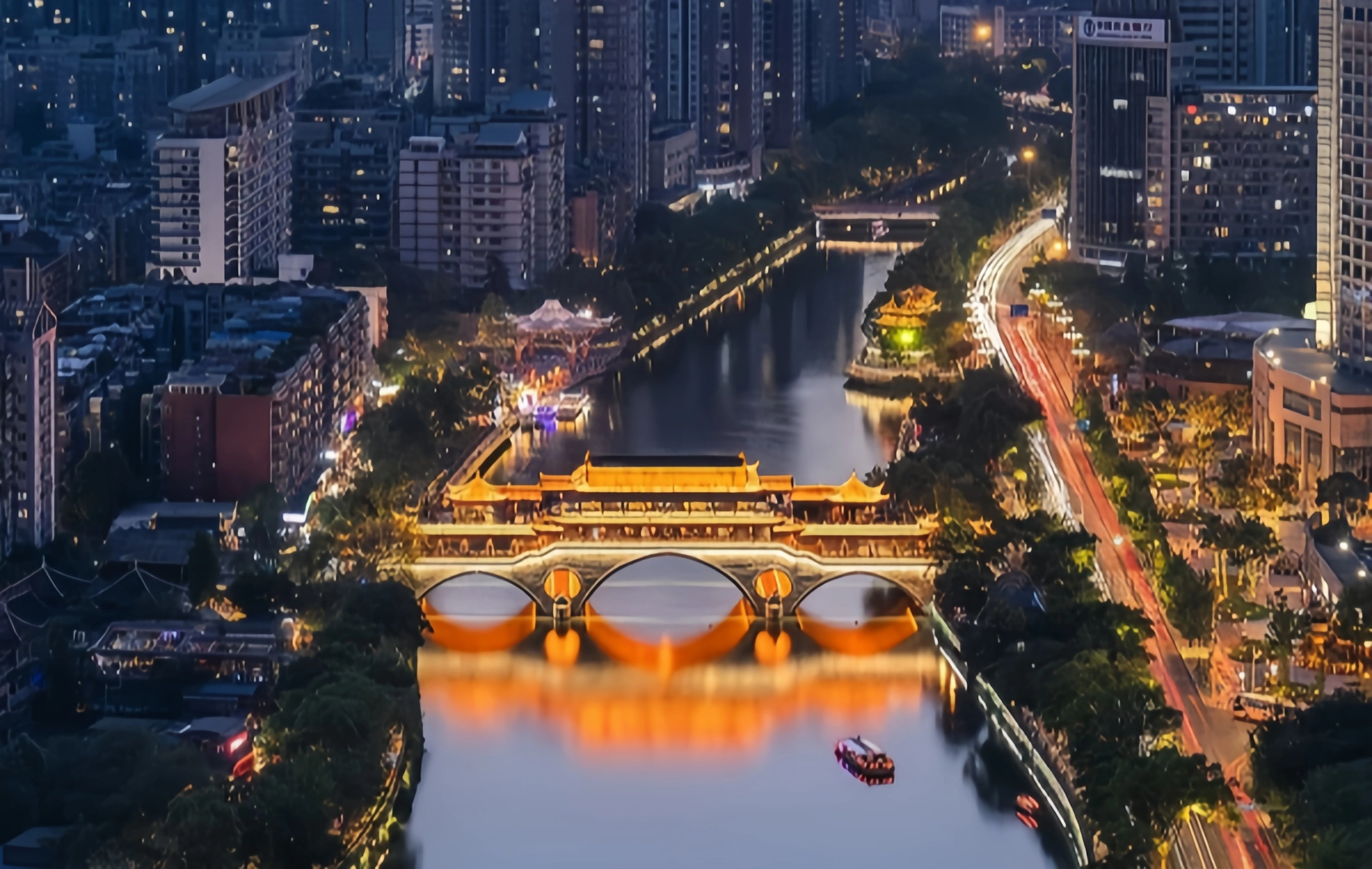 Chengdu Jiuyan Bridge: The Integration of Ancient and Modern under the Night Moon in Jinjiang and the Urban Fireworks Corridor-4