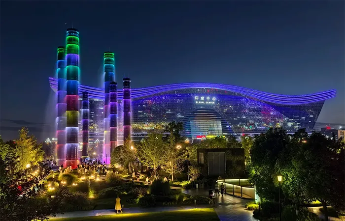 Chengdu SKP Vitality Tower After Dark: Light, Water and the Financial City Walk