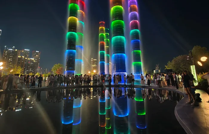 Chengdu SKP Vitality Tower After Dark: Light, Water and the Financial City Walk