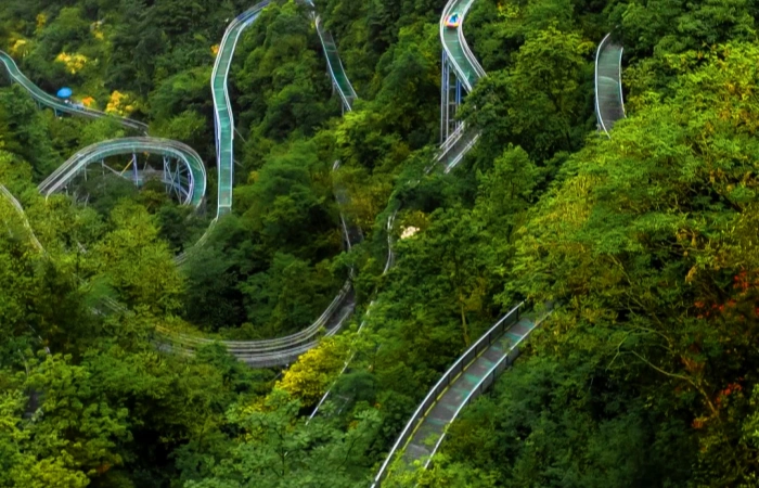 Zilong Gorge Glass Skywalk Scenic View